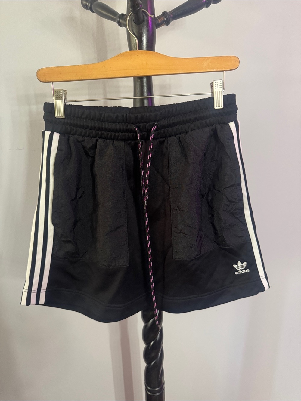 Rare adidas Black Athletic Shorts with White Side Stripes 19.3.B2